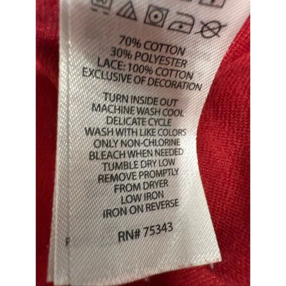 Tahari Baby RedDress Holiday Formal Classic Bow Cotton Blend Sz XS(4) Lace Trim - Picture 4 of 7